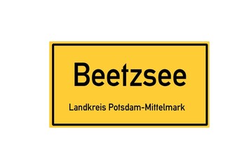 Isolated German city limit sign of Beetzsee located in Brandenburg