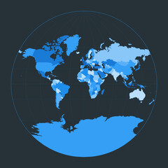 World Map. Van der Grinten III projection. Futuristic world illustration for your infographic. Nice blue colors palette. Cool vector illustration.