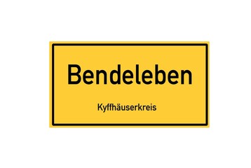 Isolated German city limit sign of Bendeleben located in Th�ringen