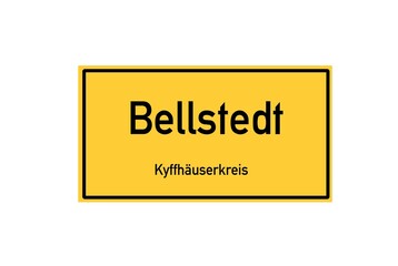 Isolated German city limit sign of Bellstedt located in Th�ringen