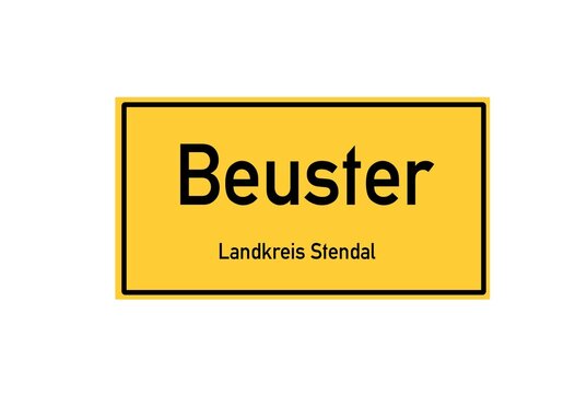Isolated German city limit sign of Beuster located in Sachsen-Anhalt