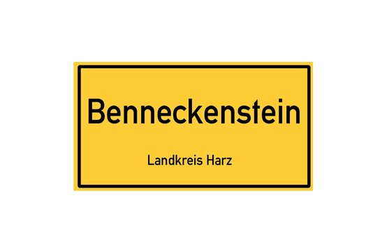 Isolated German city limit sign of Benneckenstein located in Sachsen-Anhalt