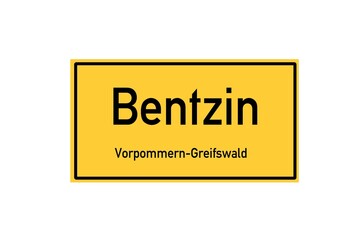 Isolated German city limit sign of Bentzin located in Mecklenburg-Vorpommern