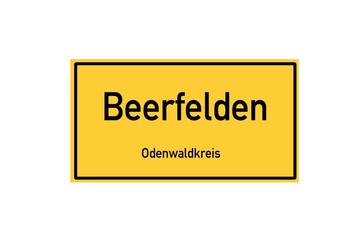 Isolated German city limit sign of Beerfelden located in Hessen