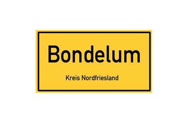 Isolated German city limit sign of Bondelum located in Schleswig-Holstein