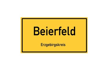 Isolated German city limit sign of Beierfeld located in Sachsen