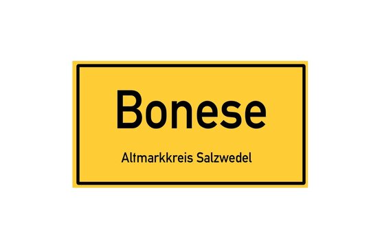 Isolated German city limit sign of Bonese located in Sachsen-Anhalt