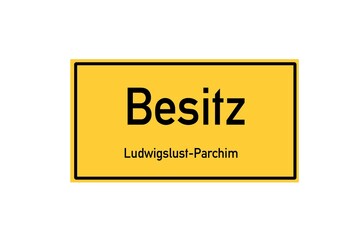 Isolated German city limit sign of Besitz located in Mecklenburg-Vorpommern