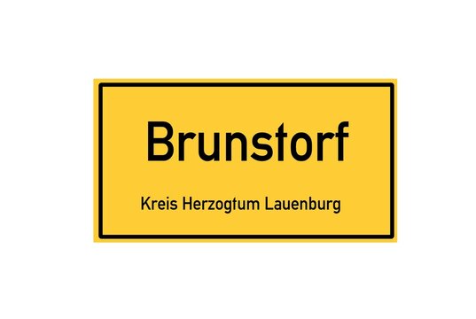 Isolated German city limit sign of Brunstorf located in Schleswig-Holstein