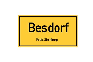 Isolated German city limit sign of Besdorf located in Schleswig-Holstein