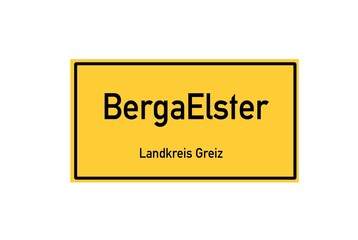 Isolated German city limit sign of BergaElster located in Th�ringen