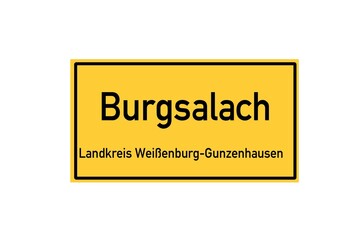 Isolated German city limit sign of Burgsalach located in Bayern