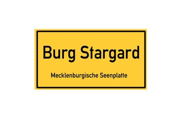 Isolated German city limit sign of Burg Stargard located in Mecklenburg-Vorpommern
