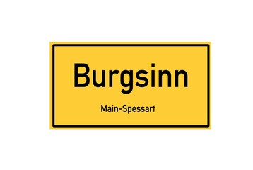 Isolated German city limit sign of Burgsinn located in Bayern