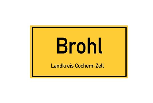 Isolated German city limit sign of Brohl located in Rheinland-Pfalz