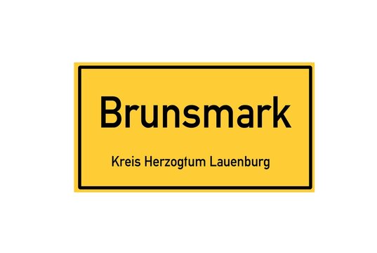 Isolated German city limit sign of Brunsmark located in Schleswig-Holstein