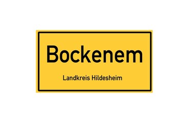 Isolated German city limit sign of Bockenem located in Niedersachsen