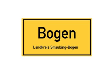 Isolated German city limit sign of Bogen located in Bayern