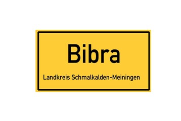 Isolated German city limit sign of Bibra located in Th�ringen