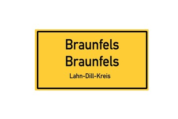 Isolated German city limit sign of Braunfels Braunfels located in Hessen
