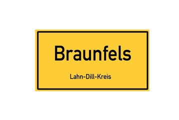 Isolated German city limit sign of Braunfels located in Hessen