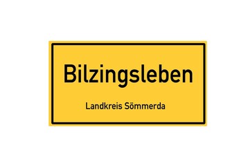 Isolated German city limit sign of Bilzingsleben located in Th�ringen