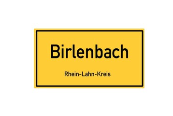 Isolated German city limit sign of Birlenbach located in Rheinland-Pfalz