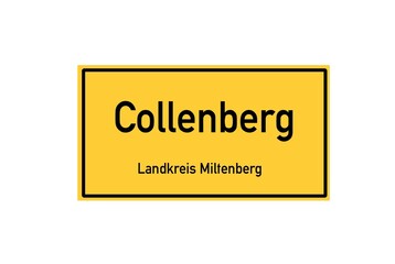 Isolated German city limit sign of Collenberg located in Bayern