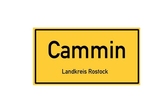 Isolated German city limit sign of Cammin located in Mecklenburg-Vorpommern