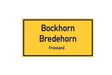 Isolated German city limit sign of Bockhorn Bredehorn located in Niedersachsen