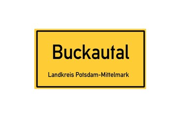 Fototapeta premium Isolated German city limit sign of Buckautal located in Brandenburg