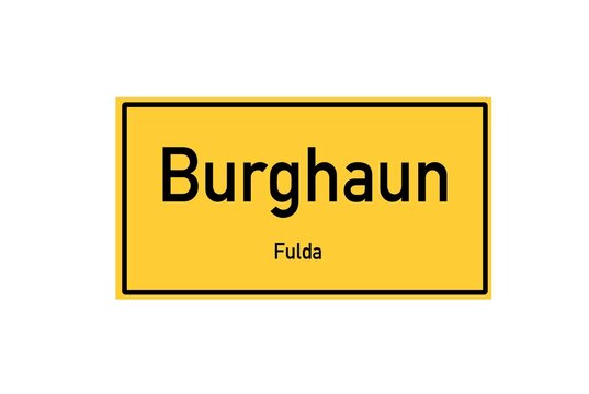 Isolated German city limit sign of Burghaun located in Hessen