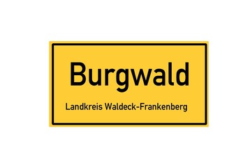 Isolated German city limit sign of Burgwald located in Hessen