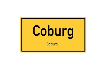 Isolated German city limit sign of Coburg located in Bayern