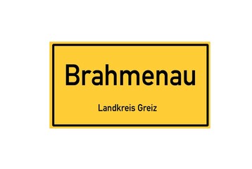 Isolated German city limit sign of Brahmenau located in Th�ringen