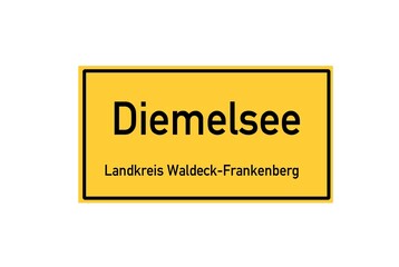 Isolated German city limit sign of Diemelsee located in Hessen