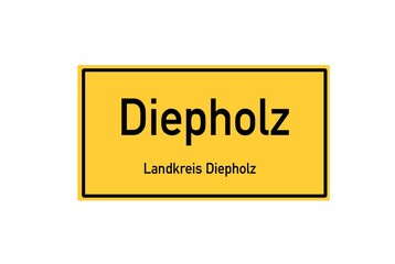 Isolated German city limit sign of Diepholz located in Niedersachsen