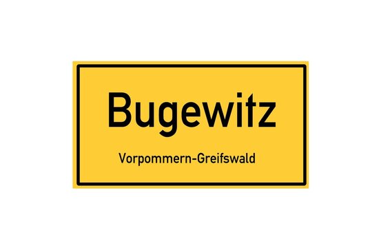 Isolated German city limit sign of Bugewitz located in Mecklenburg-Vorpommern