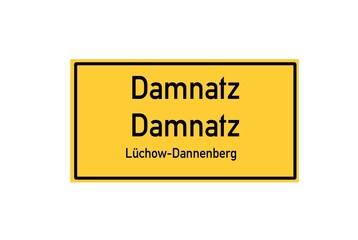 Isolated German city limit sign of Damnatz Damnatz located in Niedersachsen
