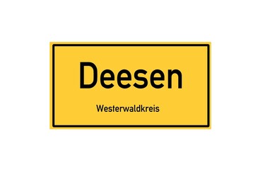 Isolated German city limit sign of Deesen located in Rheinland-Pfalz