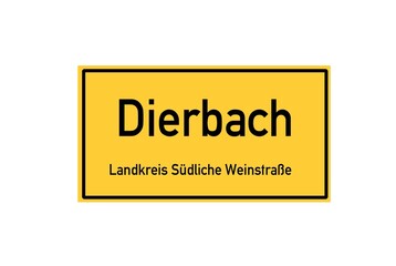 Isolated German city limit sign of Dierbach located in Rheinland-Pfalz