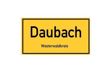 Isolated German city limit sign of Daubach located in Rheinland-Pfalz