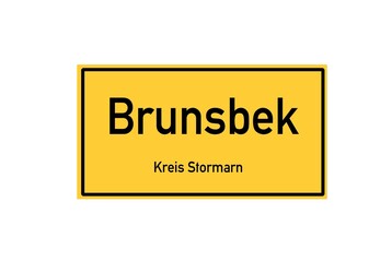 Isolated German city limit sign of Brunsbek located in Schleswig-Holstein