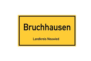Isolated German city limit sign of Bruchhausen located in Rheinland-Pfalz