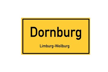 Isolated German city limit sign of Dornburg located in Hessen