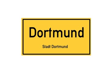 Isolated German city limit sign of Dortmund located in Nordrhein-Westfalen