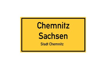Isolated German city limit sign of Chemnitz Sachsen located in Sachsen