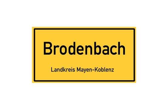 Isolated German city limit sign of Brodenbach located in Rheinland-Pfalz