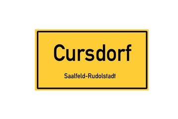 Isolated German city limit sign of Cursdorf located in Th�ringen