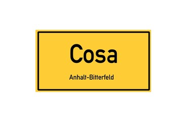 Isolated German city limit sign of Cosa located in Sachsen-Anhalt